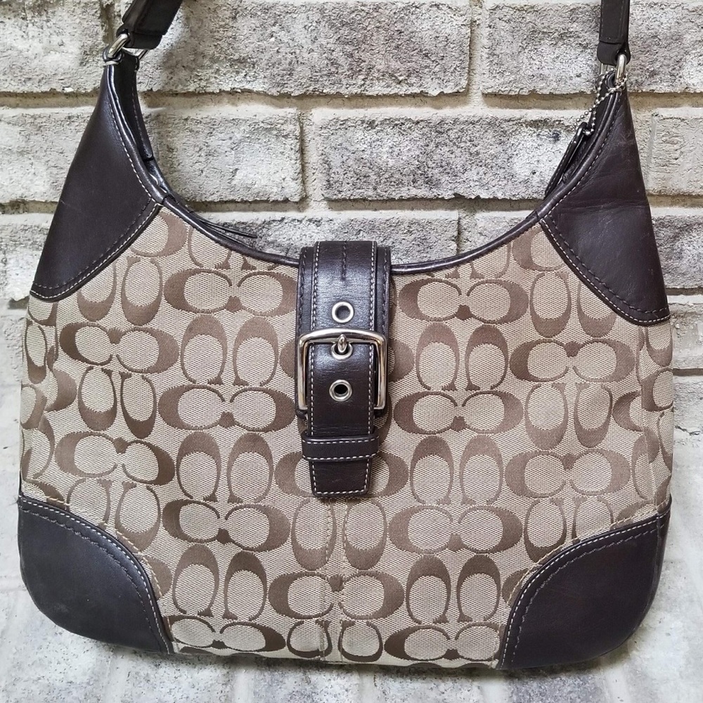 Coach hobo handbag purse brown signature c